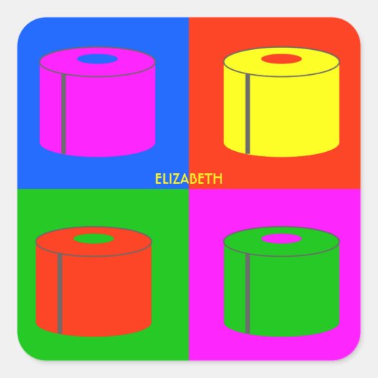 アーポップ・アートのトレトロサイケデリックトイレ紙鮮やか スクエアシール (正面)