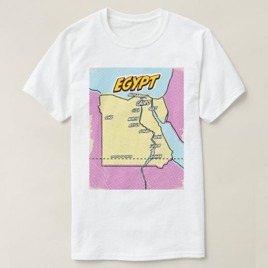 アーポップ・アートのト図解入りの、写真付きのエジプトの地図 Tシャツ (デザイン正面)