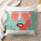 アーポップ・アートのト女子かわいらしサングラス赤い口紅 クッション (ブランケット)