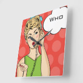 アーポップ・アートのト女性 スクエア壁時計 (傾斜)