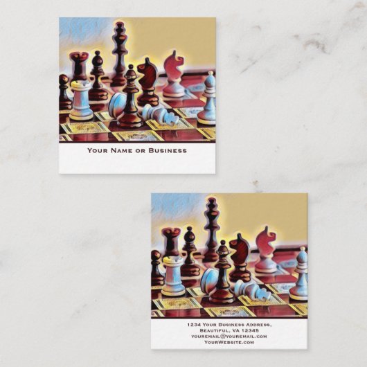 アーポップ・アートのト抽象芸術チェスピースコーチクラブ スクエア名刺 (正面/裏面)