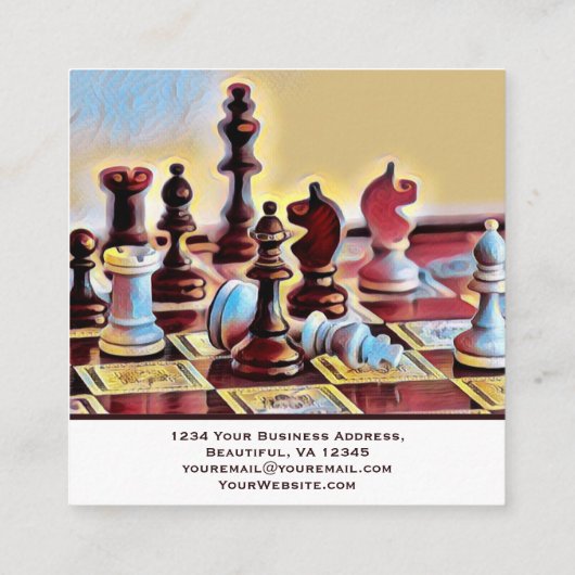 アーポップ・アートのト抽象芸術チェスピースコーチクラブ スクエア名刺 (裏面)