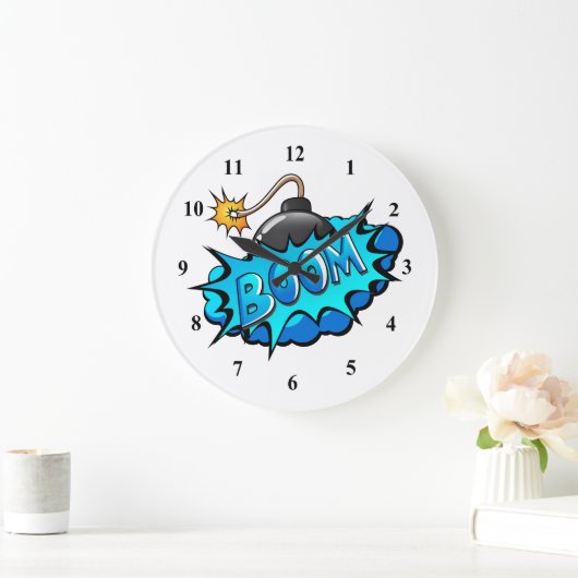 アーポップ・アートのト漫画スタイル爆弾爆破！ ラージ壁時計 (ホーム)