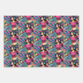 アーポップ・アートのト漫画スタイル誕生日ガールミュージック恋人 ラッピングペーパーシート (正面3)