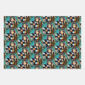 アーポップ・アートのト漫画スタイル誕生日ガールミュージック恋人 ラッピングペーパーシート (正面)