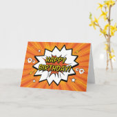 アーポップ・アートのト漫画ハッピーバースデーオレンジ カード (黄色い花)