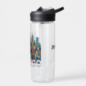 アーポップ・アートのト漫画ブックシカゴスカイラインパーソナライズされた ウォーターボトル (左面)