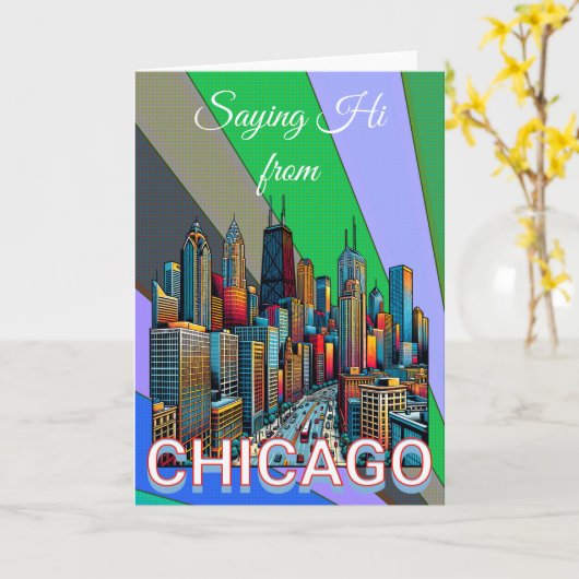 アーポップ・アートのト漫画ブックスタイルシカゴイリノイズキープサケ カード (黄色い花)