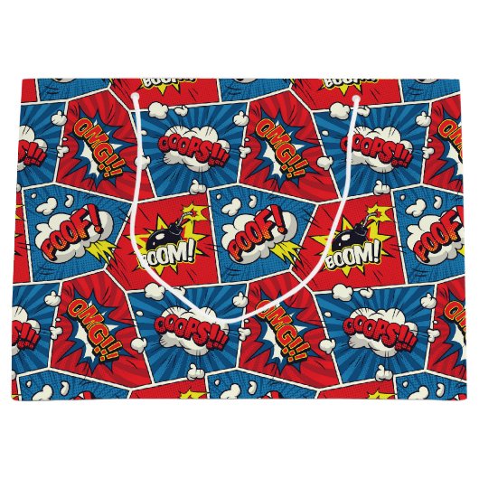 アーポップ・アートのト漫画ブックパネル ラージペーパーバッグ (正面)