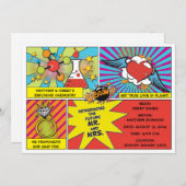 アーポップ・アートのト漫画ブック婚約パーティ招待状 招待状 (正面/裏面)