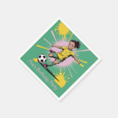 アーポップ・アートのト漫画女子サッカー誕生日パーティー スタンダードカクテルナプキン (角)