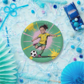 アーポップ・アートのト漫画女子サッカー誕生日パーティー ペーパープレート (パーティー)