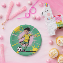 アーポップ・アートのト漫画女子サッカー誕生日パーティー ペーパープレート