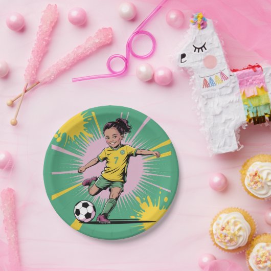 アーポップ・アートのト漫画女子サッカー誕生日パーティー ペーパープレート (パーティー)