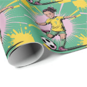 アーポップ・アートのト漫画女子サッカー誕生日パーティー ラッピングペーパー (ロールコーナー)