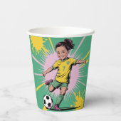 アーポップ・アートのト漫画女子サッカー誕生日パーティー 紙コップ (裏面)