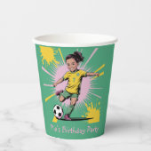 アーポップ・アートのト漫画女子サッカー誕生日パーティー 紙コップ (正面)