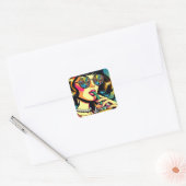 アーポップ・アートのト漫画本女ボバかわいらしを飲む スクエアシール (封筒)