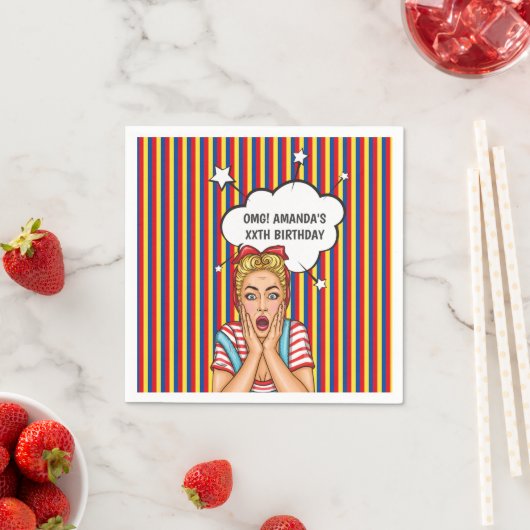 アーポップ・アートのト漫画誕生会 スタンダードカクテルナプキン (インサイチュ)