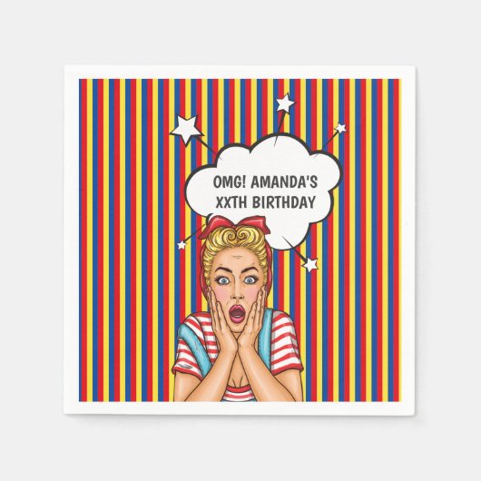 アーポップ・アートのト漫画誕生会 スタンダードカクテルナプキン (正面)