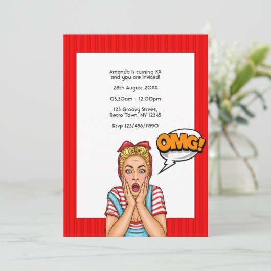 アーポップ・アートのト漫画誕生日パーティーへの招待 招待状 (スタンド正面)