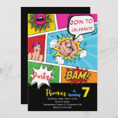 アーポップ・アートのト漫画誕生日 招待状 (正面/裏面)