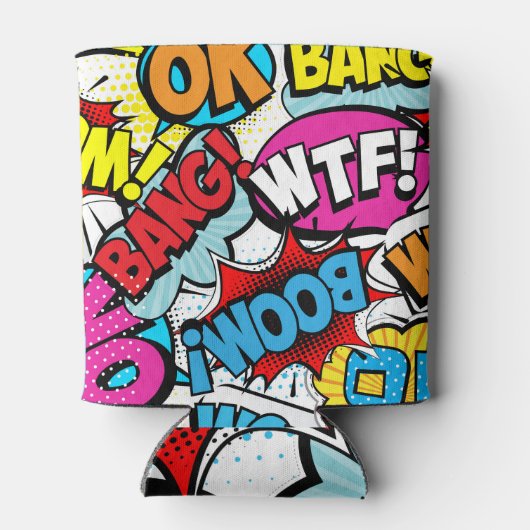 アーポップ・アートのト漫画:レトロのシームレスなパターン 缶クーラー (裏面)