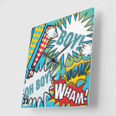 アーポップ・アートのト男の赤ちゃん スクエア壁時計 (傾斜)