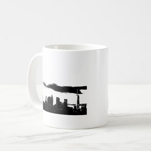 アーポップ・アートのト白黒NYCニューヨークシティ コーヒーマグカップ (正面左)