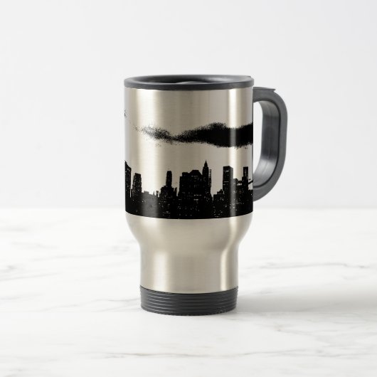 アーポップ・アートのト白黒NYCニューヨークシティ トラベルマグ (正面右)