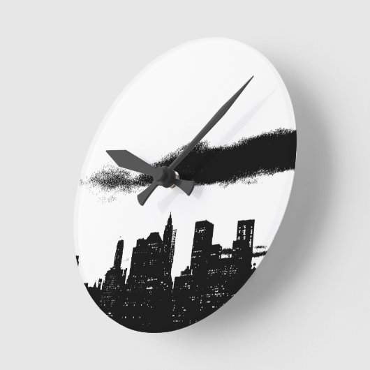 アーポップ・アートのト白黒NYCニューヨークシティ ラウンド壁時計 (傾斜)