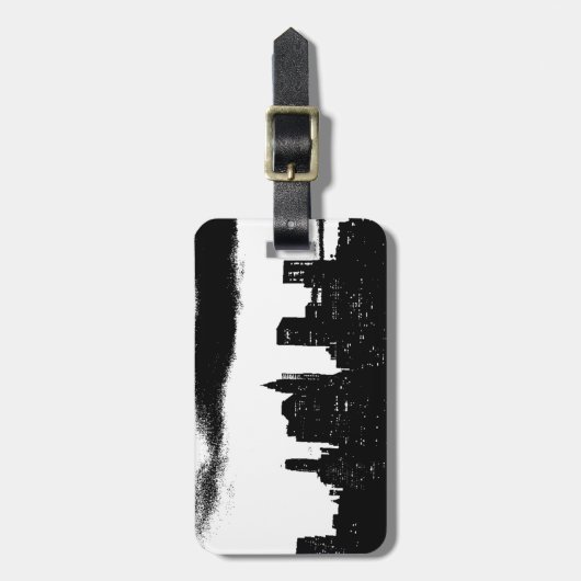 アーポップ・アートのト白黒NYCニューヨークシティ ラゲッジタグ (正面縦)