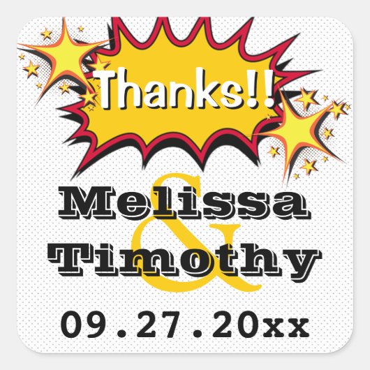 アーポップ・アートのト結婚式の引き出物シール スクエアシール (正面)