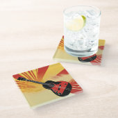 アーポップ・アートのト絵を描ギターイラストレーションヴィンテージレトロ ガラスコースター (アングル)