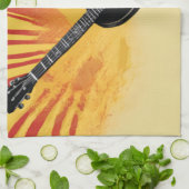 アーポップ・アートのト絵を描ギターイラストレーションヴィンテージレトロ キッチンタオル (折り畳み)