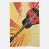 アーポップ・アートのト絵を描ギターイラストレーションヴィンテージレトロ キッチンタオル (縦)