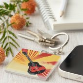 アーポップ・アートのト絵を描ギターイラストレーションヴィンテージレトロ キーホルダー (正面右)