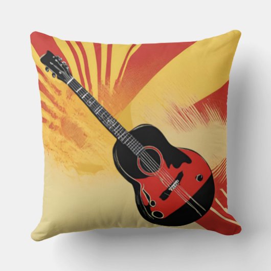 アーポップ・アートのト絵を描ギターイラストレーションヴィンテージレトロ クッション (裏面)