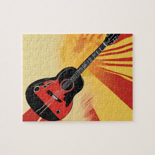アーポップ・アートのト絵を描ギターイラストレーションヴィンテージレトロ ジグソーパズル (横)