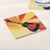 アーポップ・アートのト絵を描ギターイラストレーションヴィンテージレトロ スクエアペーパーコースター (アングル)