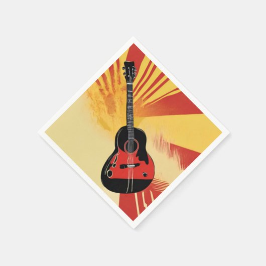 アーポップ・アートのト絵を描ギターイラストレーションヴィンテージレトロ スタンダードカクテルナプキン (角)