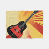 アーポップ・アートのト絵を描ギターイラストレーションヴィンテージレトロ フリースブランケット (正面(横))