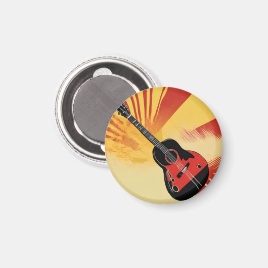 アーポップ・アートのト絵を描ギターイラストレーションヴィンテージレトロ マグネット (正面/裏面)