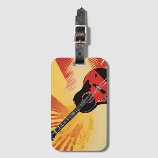 アーポップ・アートのト絵を描ギターイラストレーションヴィンテージレトロ ラゲッジタグ (正面縦)