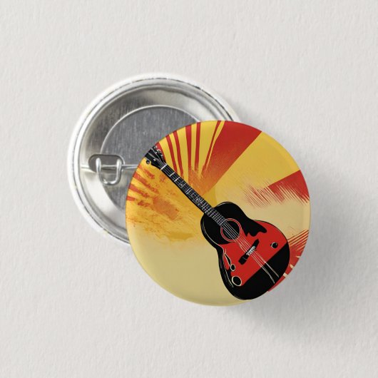 アーポップ・アートのト絵を描ギターイラストレーションヴィンテージレトロ 缶バッジ (正面&裏面)