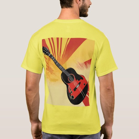 アーポップ・アートのト絵を描ギターイラストレーションヴィンテージレトロ Tシャツ (裏面)
