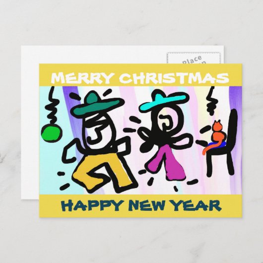 アーポップ・アートのト踊り!メリークリスマス! シーズンポストカード (正面/裏面)