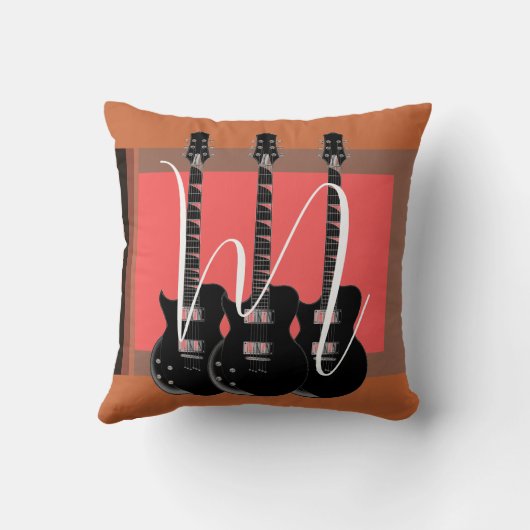 アーポップ・アートのト電気ギターモノグラムイニシャル クッション (裏面)