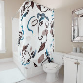 アーポップ・アートのト顔:抽象芸術水色。 シャワーカーテン (インサイチュ)