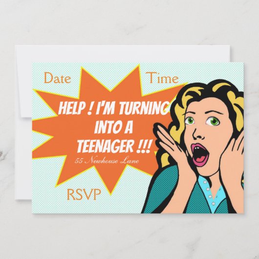 アーポップ・アートのト10おもしろい代の女の子のパーティー 招待状 (正面)